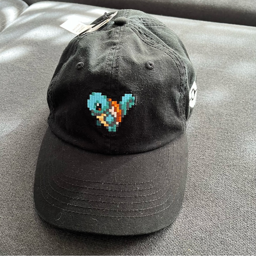 Pokemon Black Cap with Pixel Art Design Squirtle NWT